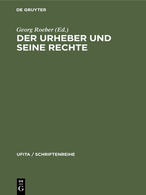 cover image of Der Urheber und seine Rechte